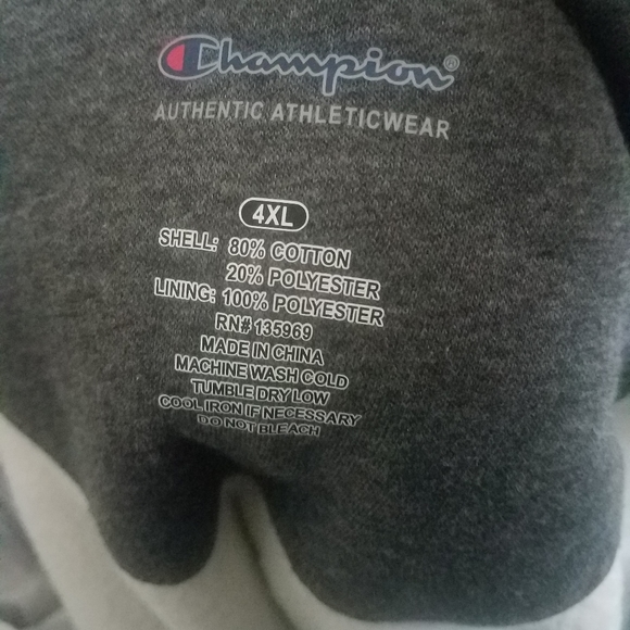 Champion Big & Tall Grey Zip-Up Hoodie Sz 4XL - Picture 8 of 8